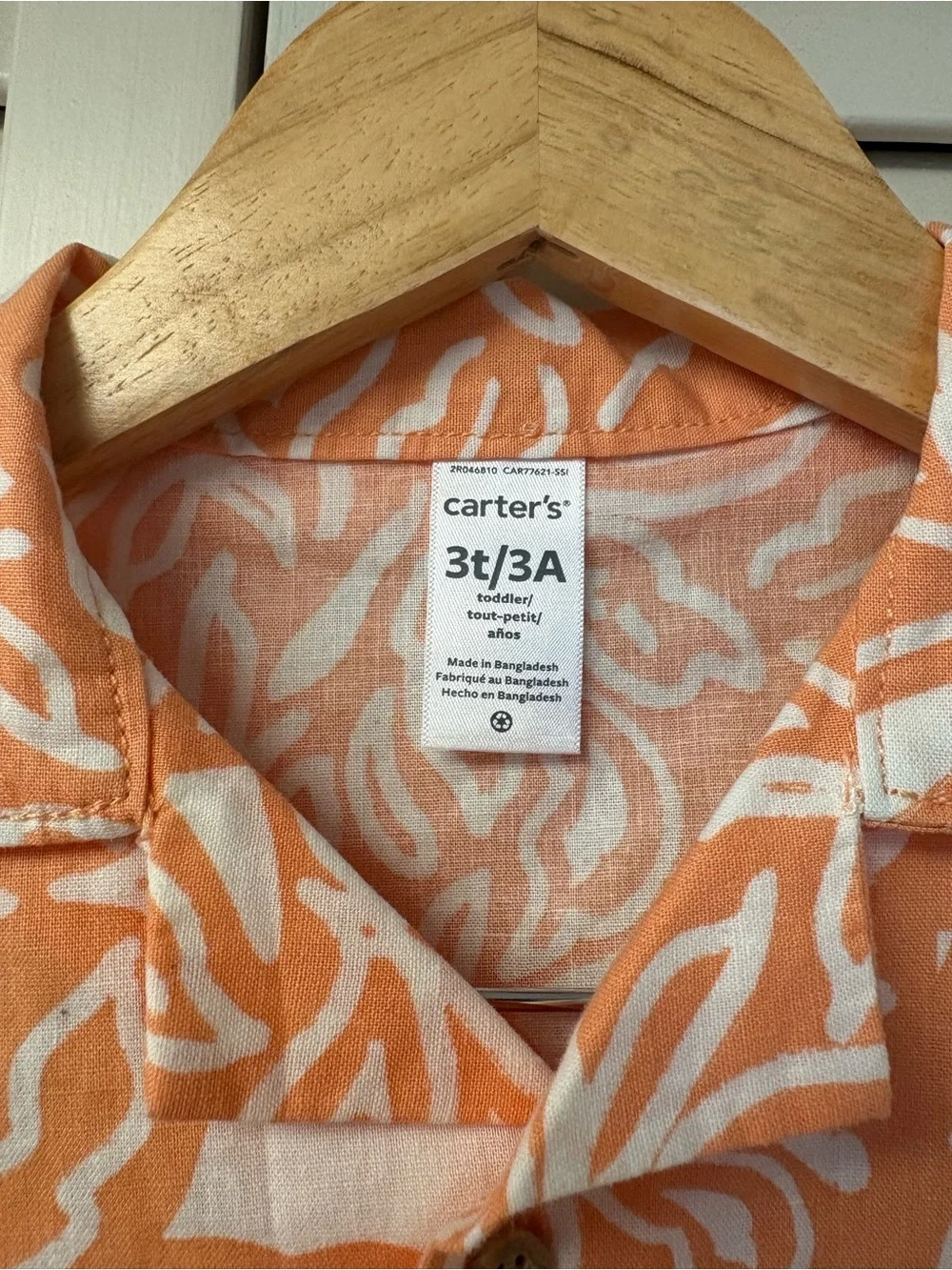 Carter's Orange & White Tropical Button-Front Shirt - Kids